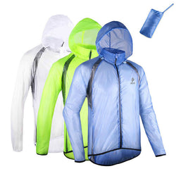 Men Women Cycling Rain Jacket with Storage Bag Ultra Light Compressed Breathable Outdoor Sports Riding Bike Raincoat