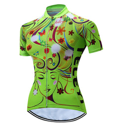 Cycling Jersey  Ciclismo Mtb  Outdoor Bicycle Green/Red Female face Clothing Sportswear