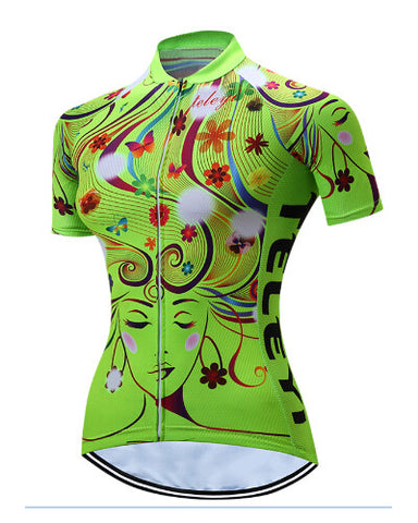 Cycling Jersey  Ciclismo Mtb  Outdoor Bicycle Green/Red Female face Clothing Sportswear