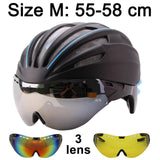 Double Layers In-mold Cycling Helmet With Glasses Goggles Bicycle Helmet 280g Casco Ciclismo Bike Helmet 28 Air Vents