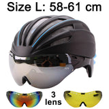 Double Layers In-mold Cycling Helmet With Glasses Goggles Bicycle Helmet 280g Casco Ciclismo Bike Helmet 28 Air Vents