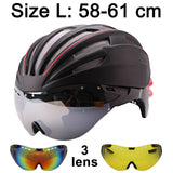 Double Layers In-mold Cycling Helmet With Glasses Goggles Bicycle Helmet 280g Casco Ciclismo Bike Helmet 28 Air Vents