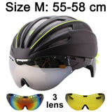 Double Layers In-mold Cycling Helmet With Glasses Goggles Bicycle Helmet 280g Casco Ciclismo Bike Helmet 28 Air Vents