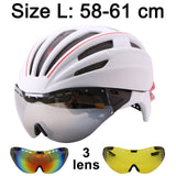 Double Layers In-mold Cycling Helmet With Glasses Goggles Bicycle Helmet 280g Casco Ciclismo Bike Helmet 28 Air Vents