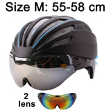 Double Layers In-mold Cycling Helmet With Glasses Goggles Bicycle Helmet 280g Casco Ciclismo Bike Helmet 28 Air Vents