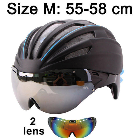 Double Layers In-mold Cycling Helmet With Glasses Goggles Bicycle Helmet 280g Casco Ciclismo Bike Helmet 28 Air Vents