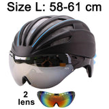 Double Layers In-mold Cycling Helmet With Glasses Goggles Bicycle Helmet 280g Casco Ciclismo Bike Helmet 28 Air Vents
