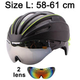 Double Layers In-mold Cycling Helmet With Glasses Goggles Bicycle Helmet 280g Casco Ciclismo Bike Helmet 28 Air Vents