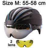 Double Layers In-mold Cycling Helmet With Glasses Goggles Bicycle Helmet 280g Casco Ciclismo Bike Helmet 28 Air Vents