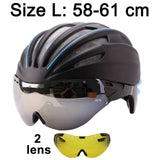 Double Layers In-mold Cycling Helmet With Glasses Goggles Bicycle Helmet 280g Casco Ciclismo Bike Helmet 28 Air Vents