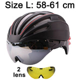 Double Layers In-mold Cycling Helmet With Glasses Goggles Bicycle Helmet 280g Casco Ciclismo Bike Helmet 28 Air Vents