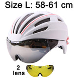Double Layers In-mold Cycling Helmet With Glasses Goggles Bicycle Helmet 280g Casco Ciclismo Bike Helmet 28 Air Vents