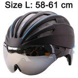 280g Goggles Cycling Helmet Insect Net Bicycle Helmet With Lens Double Layers In-mold Bike Helmet 28 Vents Casco Ciclismo