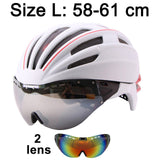 280g Goggles Cycling Helmet Insect Net Bicycle Helmet With Lens Double Layers In-mold Bike Helmet 28 Vents Casco Ciclismo