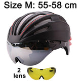 280g Goggles Cycling Helmet Insect Net Bicycle Helmet With Lens Double Layers In-mold Bike Helmet 28 Vents Casco Ciclismo