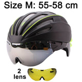 280g Goggles Cycling Helmet Insect Net Bicycle Helmet With Lens Double Layers In-mold Bike Helmet 28 Vents Casco Ciclismo