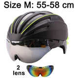 Goggles Cycling Helmet Casco Ciclismo Bicycle Helmet Ultralight In-mold Bike Helmet Road Mountain Helmet With Lens 55-61CM