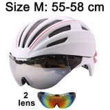 Goggles Cycling Helmet Casco Ciclismo Bicycle Helmet Ultralight In-mold Bike Helmet Road Mountain Helmet With Lens 55-61CM