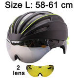 Goggles Cycling Helmet Casco Ciclismo Bicycle Helmet Ultralight In-mold Bike Helmet Road Mountain Helmet With Lens 55-61CM