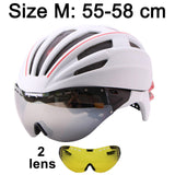 Goggles Cycling Helmet Casco Ciclismo Bicycle Helmet Ultralight In-mold Bike Helmet Road Mountain Helmet With Lens 55-61CM