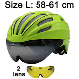 Goggles Cycling Helmet Casco Ciclismo Bicycle Helmet Ultralight In-mold Bike Helmet Road Mountain Helmet With Lens 55-61CM