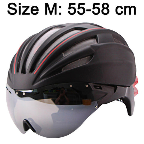 Goggles Cycling Helmet Casco Ciclismo Bicycle Helmet Ultralight In-mold Bike Helmet Road Mountain Helmet With Lens 55-61CM