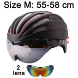 Goggles Cycling Helmet Casco Ciclismo Bicycle Helmet Ultralight In-mold Bike Helmet Road Mountain Helmet With Lens 55-61CM
