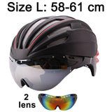 Goggles Cycling Helmet Casco Ciclismo Bicycle Helmet Ultralight In-mold Bike Helmet Road Mountain Helmet With Lens 55-61CM