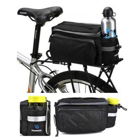Large Bike Bag Bike Rear Seat Bag Outdoor Cycling Multi-function Handbag Waterproof Bicycle Pannier with Water Bottle Bag Holder