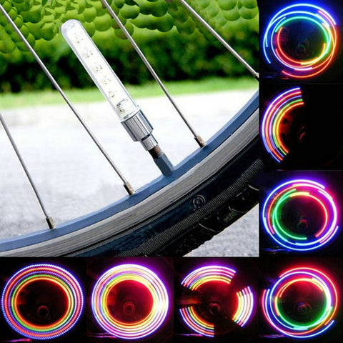 2pcs 5 LED Bike Bicycle Wheel Tire Valve Cap Spoke Neon