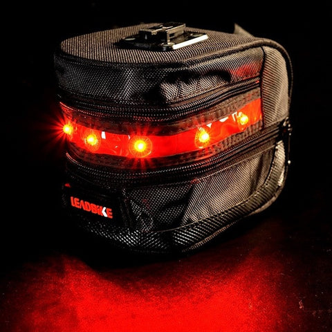 Bicycle Saddle Bag Outdoor Cycling Bike Back Seat Tail Pouch Package With LED Warning Lights Taillight