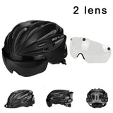 Cycling Helmet With Lens Ultralight Bike Helmet In-mold Magnetic Goggles Bicycle Helmet 17 Air Vents Casco Ciclismo