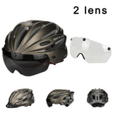 Cycling Helmet With Lens Ultralight Bike Helmet In-mold Magnetic Goggles Bicycle Helmet 17 Air Vents Casco Ciclismo
