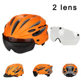 Cycling Helmet With Lens Ultralight Bike Helmet In-mold Magnetic Goggles Bicycle Helmet 17 Air Vents Casco Ciclismo