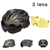 Cycling Helmet With Lens Ultralight Bike Helmet In-mold Magnetic Goggles Bicycle Helmet 17 Air Vents Casco Ciclismo
