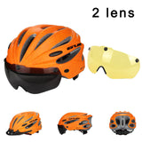 Cycling Helmet With Lens Ultralight Bike Helmet In-mold Magnetic Goggles Bicycle Helmet 17 Air Vents Casco Ciclismo