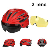 Cycling Helmet With Lens Ultralight Bike Helmet In-mold Magnetic Goggles Bicycle Helmet 17 Air Vents Casco Ciclismo